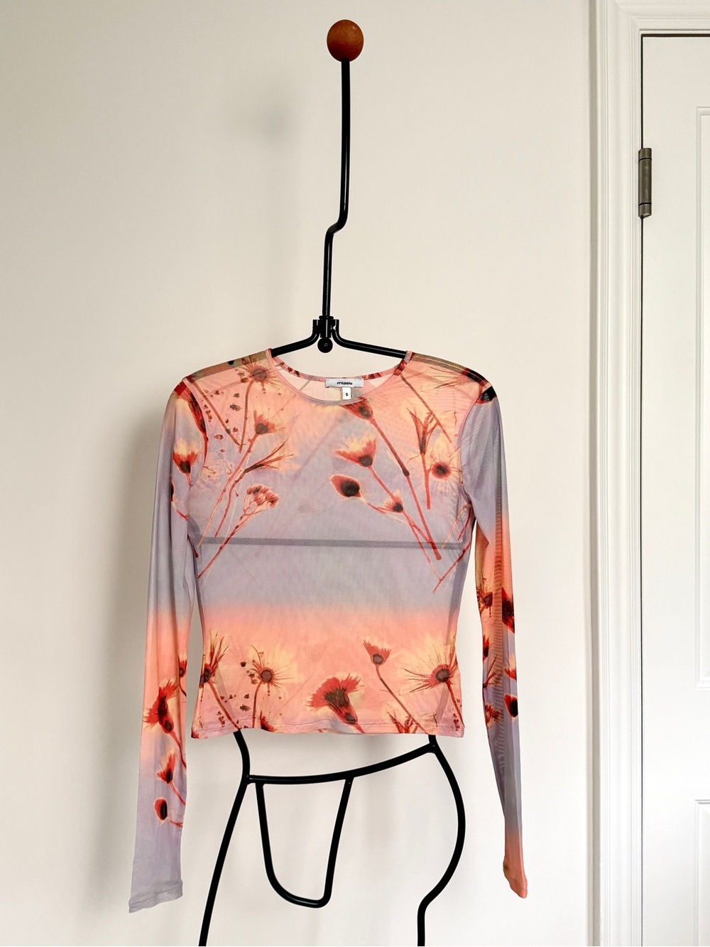 Miaou Floral Mesh Long Sleeve Top Size S
